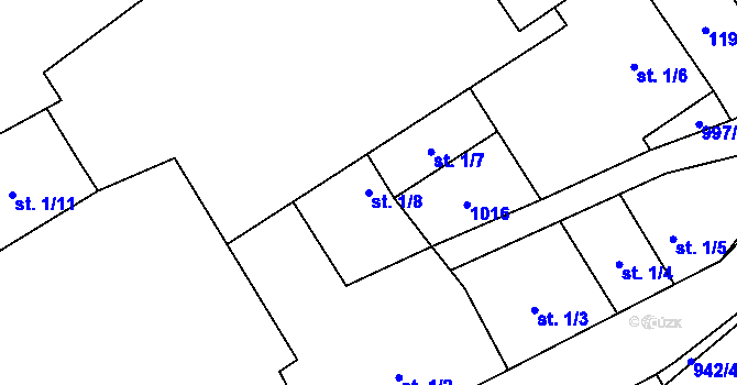 Parcela st. 1/8 v KÚ Dalečín, Katastrální mapa
