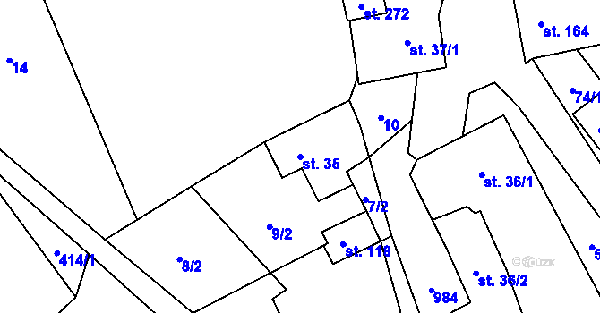 Parcela st. 35 v KÚ Dalečín, Katastrální mapa