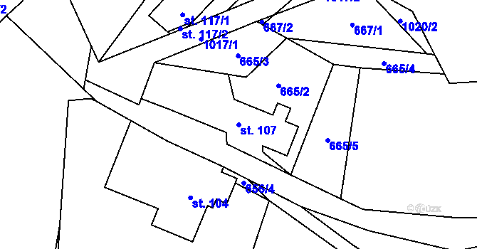 Parcela st. 107 v KÚ Dalečín, Katastrální mapa