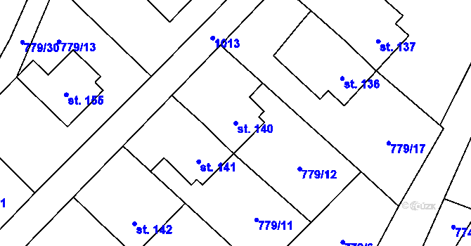 Parcela st. 140 v KÚ Dalečín, Katastrální mapa