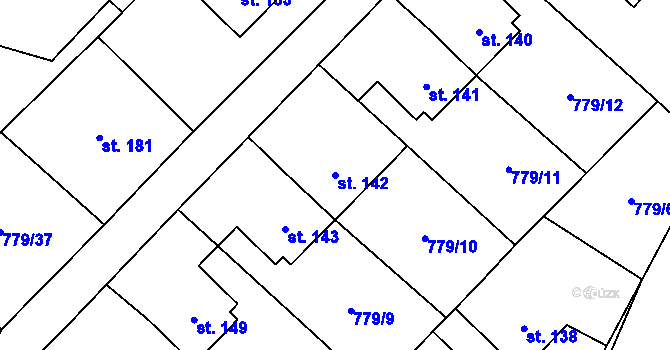 Parcela st. 142 v KÚ Dalečín, Katastrální mapa