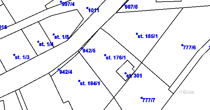 Parcela st. 176/1 v KÚ Dalečín, Katastrální mapa