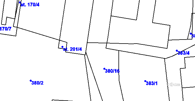 Parcela st. 201/3 v KÚ Dalečín, Katastrální mapa