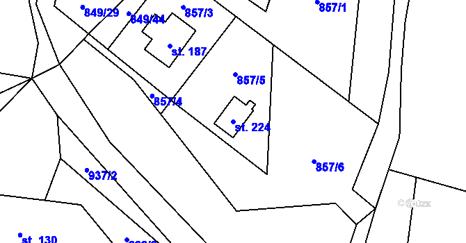 Parcela st. 224 v KÚ Dalečín, Katastrální mapa