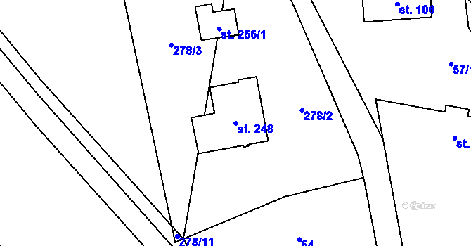 Parcela st. 248 v KÚ Dalečín, Katastrální mapa