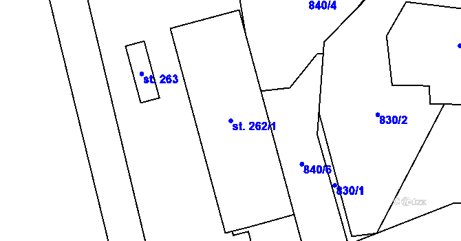 Parcela st. 262/1 v KÚ Dalečín, Katastrální mapa