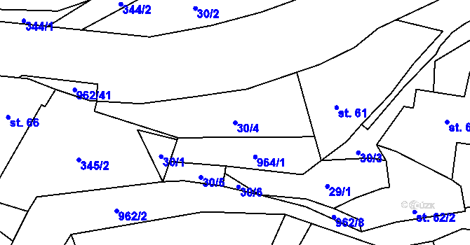 Parcela st. 30/4 v KÚ Dalečín, Katastrální mapa