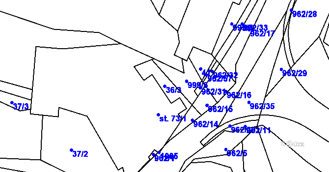 Parcela st. 36/3 v KÚ Dalečín, Katastrální mapa