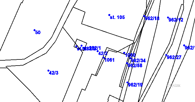 Parcela st. 42/2 v KÚ Dalečín, Katastrální mapa