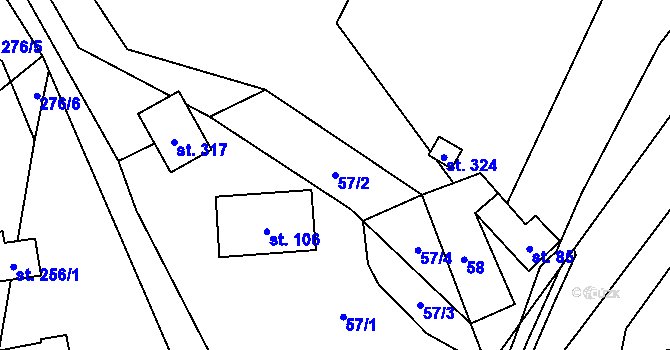 Parcela st. 57/2 v KÚ Dalečín, Katastrální mapa