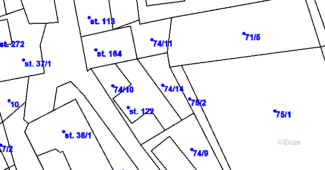 Parcela st. 74/14 v KÚ Dalečín, Katastrální mapa