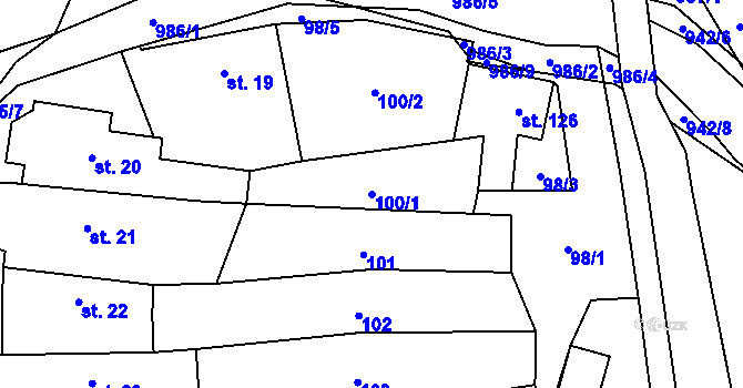 Parcela st. 100/1 v KÚ Dalečín, Katastrální mapa