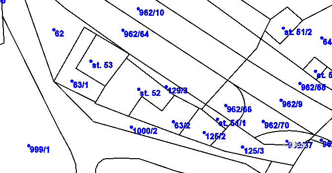 Parcela st. 129/3 v KÚ Dalečín, Katastrální mapa