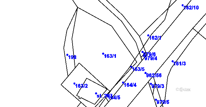 Parcela st. 163/1 v KÚ Dalečín, Katastrální mapa