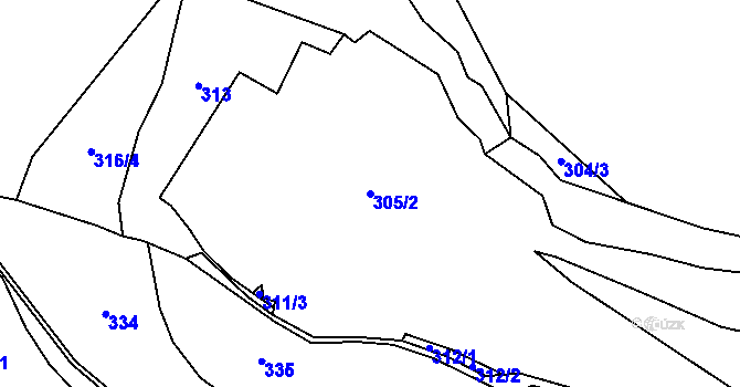 Parcela st. 305/2 v KÚ Dalečín, Katastrální mapa