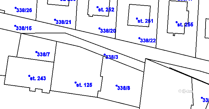 Parcela st. 338/3 v KÚ Dalečín, Katastrální mapa