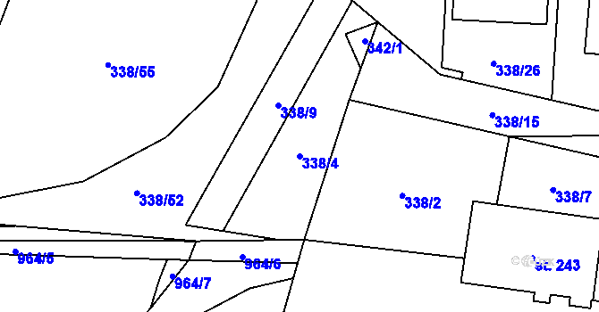 Parcela st. 338/4 v KÚ Dalečín, Katastrální mapa