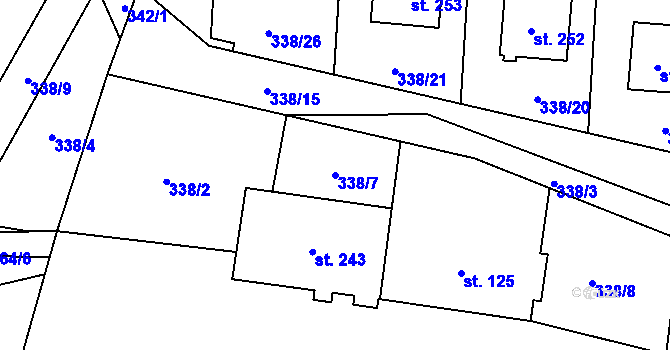 Parcela st. 338/7 v KÚ Dalečín, Katastrální mapa