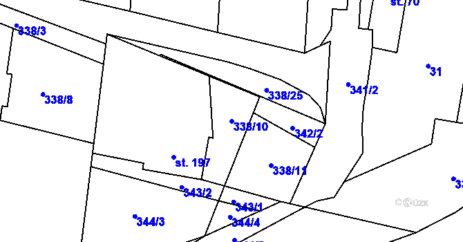Parcela st. 338/10 v KÚ Dalečín, Katastrální mapa