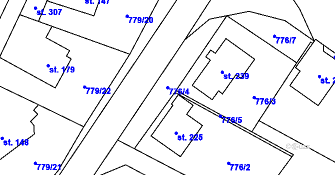 Parcela st. 776/4 v KÚ Dalečín, Katastrální mapa