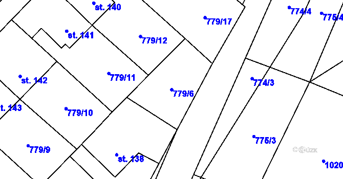 Parcela st. 779/6 v KÚ Dalečín, Katastrální mapa