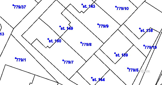 Parcela st. 779/8 v KÚ Dalečín, Katastrální mapa