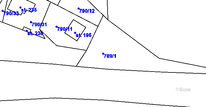 Parcela st. 789/1 v KÚ Dalečín, Katastrální mapa