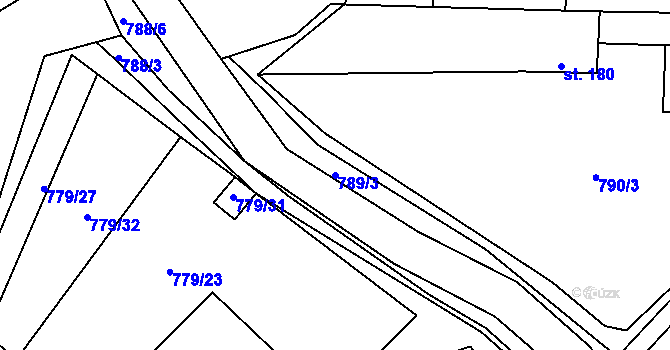 Parcela st. 789/3 v KÚ Dalečín, Katastrální mapa