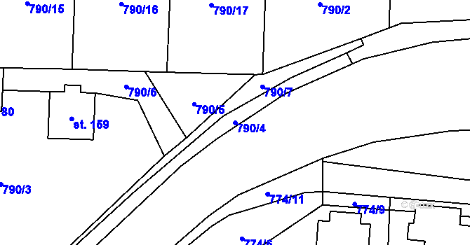 Parcela st. 790/4 v KÚ Dalečín, Katastrální mapa