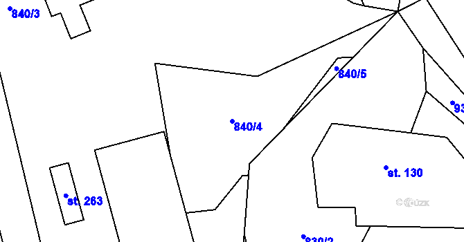 Parcela st. 840/4 v KÚ Dalečín, Katastrální mapa