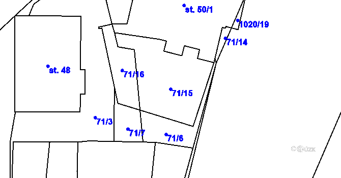 Parcela st. 71/15 v KÚ Dalečín, Katastrální mapa