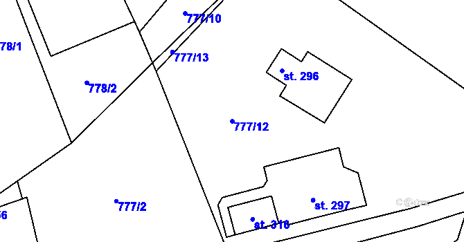 Parcela st. 777/12 v KÚ Dalečín, Katastrální mapa