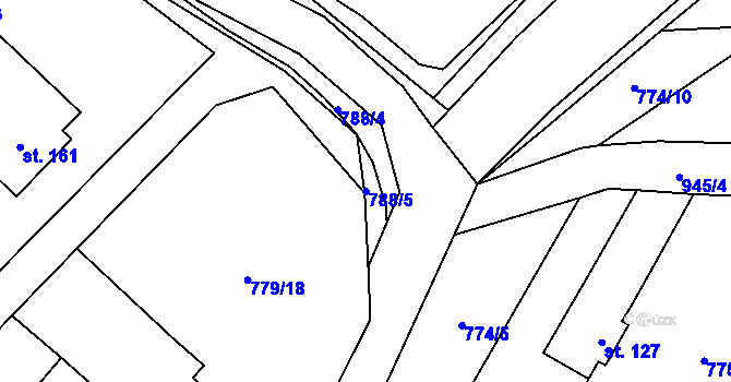 Parcela st. 788/5 v KÚ Dalečín, Katastrální mapa