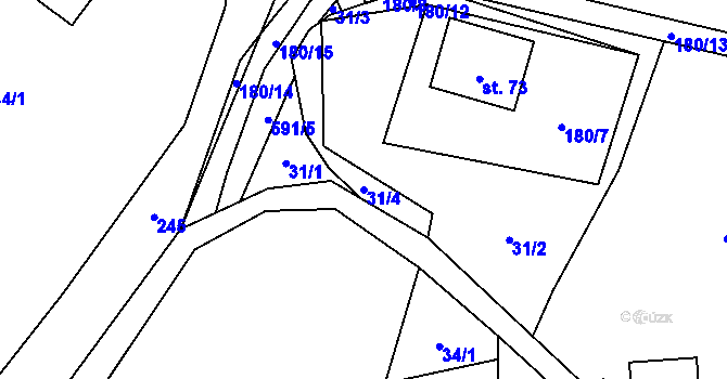 Parcela st. 31/4 v KÚ Hluboké u Dalečína, Katastrální mapa