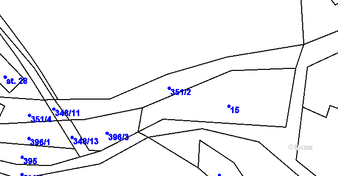 Parcela st. 351/2 v KÚ Hluboké u Dalečína, Katastrální mapa