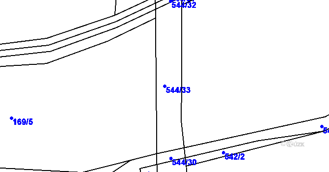 Parcela st. 544/33 v KÚ Veselí u Dalečína, Katastrální mapa
