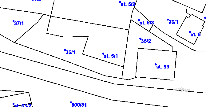 Parcela st. 5/1 v KÚ Daleké Dušníky, Katastrální mapa