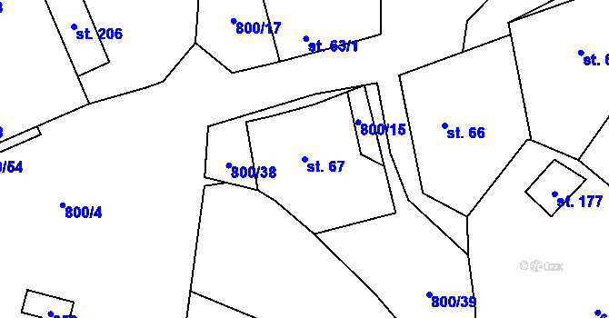 Parcela st. 67 v KÚ Daleké Dušníky, Katastrální mapa