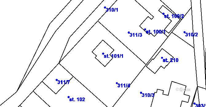 Parcela st. 101/1 v KÚ Daleké Dušníky, Katastrální mapa