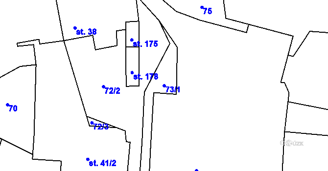 Parcela st. 73/1 v KÚ Daleké Dušníky, Katastrální mapa