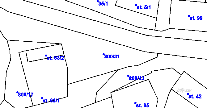 Parcela st. 800/31 v KÚ Daleké Dušníky, Katastrální mapa