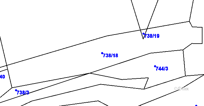 Parcela st. 738/18 v KÚ Daleké Dušníky, Katastrální mapa