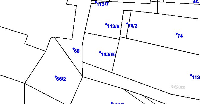Parcela st. 113/16 v KÚ Daleké Dušníky, Katastrální mapa
