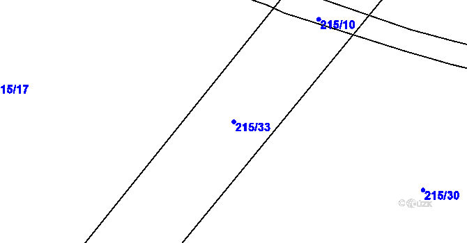 Parcela st. 215/33 v KÚ Daleké Dušníky, Katastrální mapa