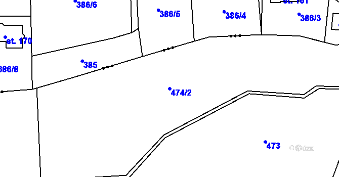 Parcela st. 474/2 v KÚ Daleké Dušníky, Katastrální mapa