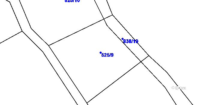 Parcela st. 525/9 v KÚ Daleké Dušníky, Katastrální mapa