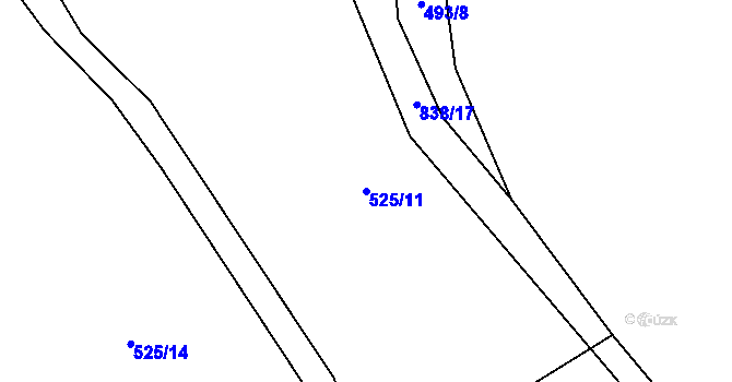 Parcela st. 525/11 v KÚ Daleké Dušníky, Katastrální mapa