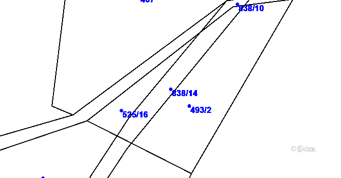 Parcela st. 838/14 v KÚ Daleké Dušníky, Katastrální mapa