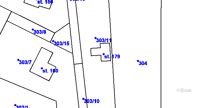 Parcela st. 179 v KÚ Daleké Dušníky, Katastrální mapa