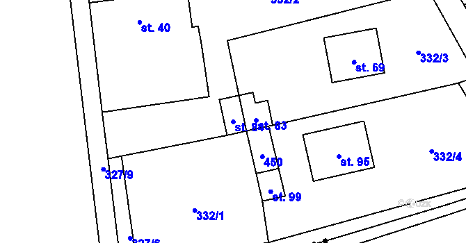 Parcela st. 84 v KÚ Druhlice, Katastrální mapa